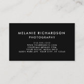 Modern Brush Script Fotografie BW Foto Visitenkarte (Rückseite)