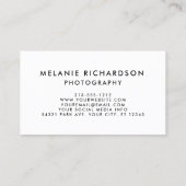 Modern Brush Script Fotografie Foto W Visitenkarte (Rückseite)