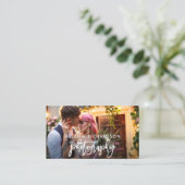 Modern Brush Script Fotografie Foto W Visitenkarte (Stehend Vorderseite)