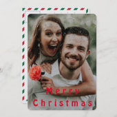 Modern Brush Script Frohe Weihnachten Foto Postcar (Vorne/Hinten)