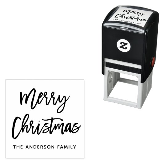 Modern Brush Script Frohe Weihnachten Platz Permastempel (Beispiel)