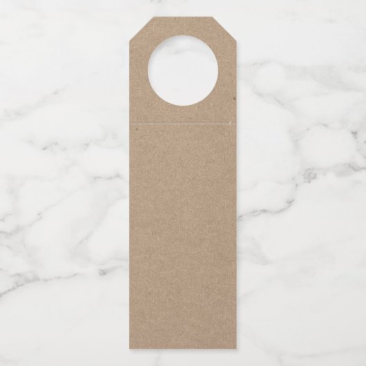 Modern Brush Script Frohe Weihnachten Tartan Kraft Flaschenanhänger (Rückseite)