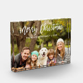 Modern Brush Script Frohe Weihnachtsfamilie Fotoblock (Links)
