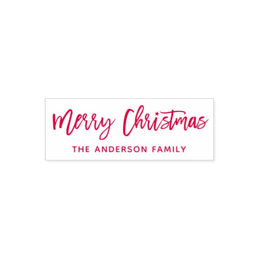 Modern Brush Script Frohe Weihnachtsstern Red Permastempel (Design)