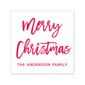Modern Brush Script Frohe Weihnachtsstern Red Permastempel (Design)