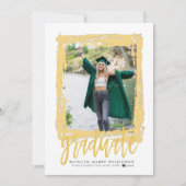 Modern Brush Script Gold 2 Foto Graduation Party Einladung (Vorderseite)