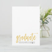 Modern Brush Script Gold 2 Foto Graduation Party Einladung (Stehend Vorderseite)
