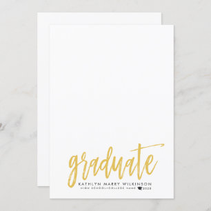 Modern Brush Script Gold 2 Foto Graduation Party Einladung
