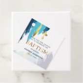 Modern Brush Script Gold & Blue Vielen Dank Taufe Geschenkanhänger (Beispiel)