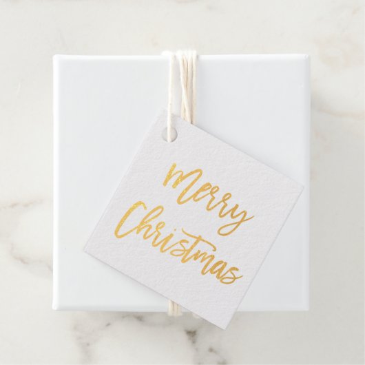 Modern Brush Script Gold Frohe Weihnachten Platz Geschenkanhänger (Mit Box)