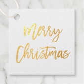Modern Brush Script Gold Frohe Weihnachten Platz Geschenkanhänger (Vorderseite)