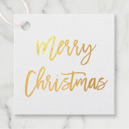 Modern Brush Script Gold Frohe Weihnachten Platz Geschenkanhänger (Vorderseite)