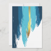 Modern Brush Script Gold und Blauer Taufe Einladung (Rückseite)