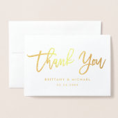 Modern Brush Script Gold Vielen Dank für Ihr Hochz Folienkarte (Vorderseite mit Umschlag)