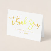 Modern Brush Script Gold Vielen Dank für Ihr Hochz Folienkarte (Vorderseite)