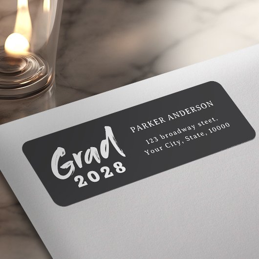 Modern Brush Script Graduation Return Address