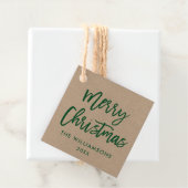Modern Brush Script Green Christmas Kraft Square Geschenkanhänger (Beispiel)