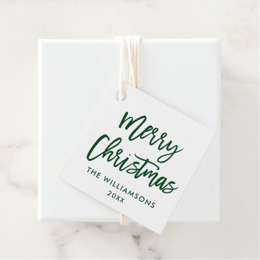 Modern Brush Script Green Christmas Square Geschenkanhänger (Beispiel)