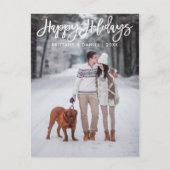 Modern Brush Script Happy Holidays Foto Postkarte (Vorderseite)