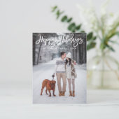 Modern Brush Script Happy Holidays Foto Postkarte (Stehend Vorderseite)