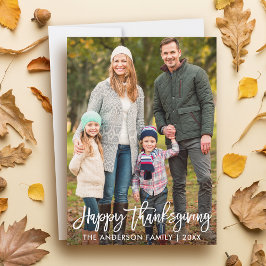Modern Brush Script Happy Thanksgiving Foto Feiertagskarte