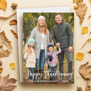 Modern Brush Script Happy Thanksgiving Foto Feiertagskarte