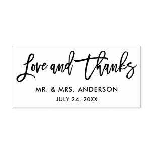 Modern Brush Script Hochzeit Liebe und Dank Gummistempel