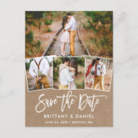 Modern Brush Script Kraft Save the Date 4 Foto