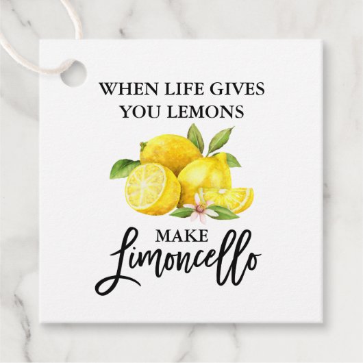 Modern Brush Script Lemons Limoncello Geschenkanhänger (Vorderseite)