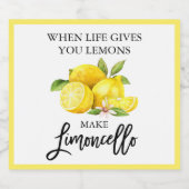 Modern Brush Script Limoncellon Lemons Alkoholflaschenetikett (Einzelnes Label)