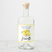 Modern Brush Script Limoncellon Lemons Alkoholflaschenetikett (Vorderseite)