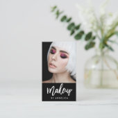 Modern Brush Script Makeup Artist Foto Visitenkarte (Stehend Vorderseite)