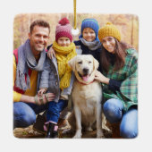 Modern Brush Script Merry & Bright Family Foto Keramikornament (Rückseite)