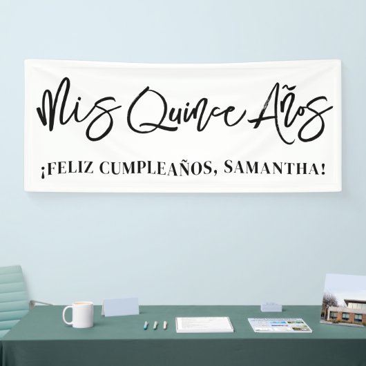 Modern Brush Script Mis Quince Años Banner (Messe)