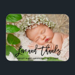 Modern Brush Script Neue Baby Liebe und Danke Blk Magnet<br><div class="desc">Modern Black Brush Script Neue Baby Liebe - Danke,  Foto Magnet</div>
