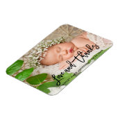 Modern Brush Script Neue Baby Liebe und Danke Blk Magnet (Linke Seite)