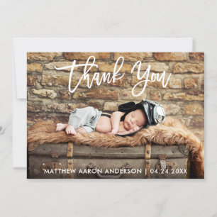 Modern Brush Script New Baby Danke Karte