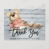 Modern Brush Script New Baby Vielen Dank. Postkarte (Vorderseite)