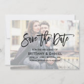 Modern Brush Script Overlay Save the Date Card (Vorderseite)