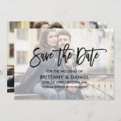Modern Brush Script Overlay Save the Date Card (Vorne/Hinten)