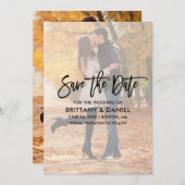 Modern Brush Script Overlay Save the Date Card (Vorne/Hinten)