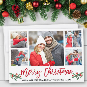 Modern Brush Script Red 5 Foto Frohe Weihnachten