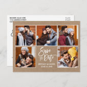 Modern Brush Script Save the Date 5 Foto Kraft Postkarte (Vorne/Hinten)