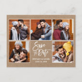 Modern Brush Script Save the Date 5 Foto Kraft Postkarte (Vorderseite)
