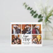 Modern Brush Script Save the Date 5 Foto Postkarte (Stehend Vorderseite)
