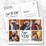 Modern Brush Script Save the Date 5 Foto Postkarte<br><div class="desc">Modernes Pinsel Script 5 Foto Save the Date Postkarte</div>