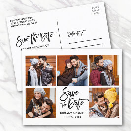Modern Brush Script Save the Date 5 Foto Postkarte