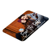 Modern Brush Script Save the Date Foto Magnet (Linke Seite)