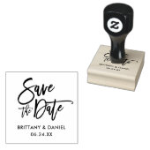 Modern Brush Script Save the Date Square Gummistempel (Stempel)