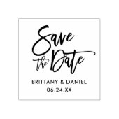 Modern Brush Script Save the Date Square Gummistempel (Prägung)
